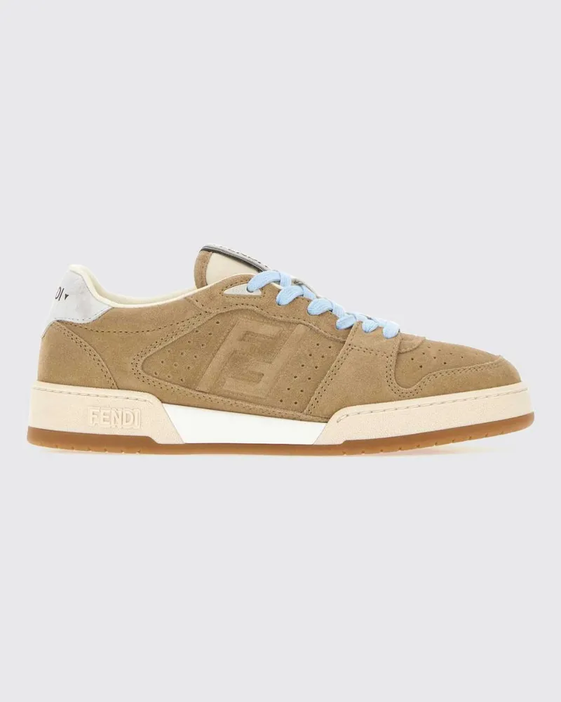 Fendi Match Sneaker aus Kalbsveloursleder mit FF-Monogramm Ecru