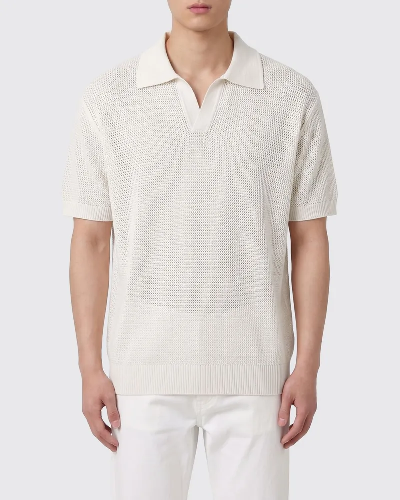 Roberto Collina Strickpolo aus Baumwollmischung Weiß
