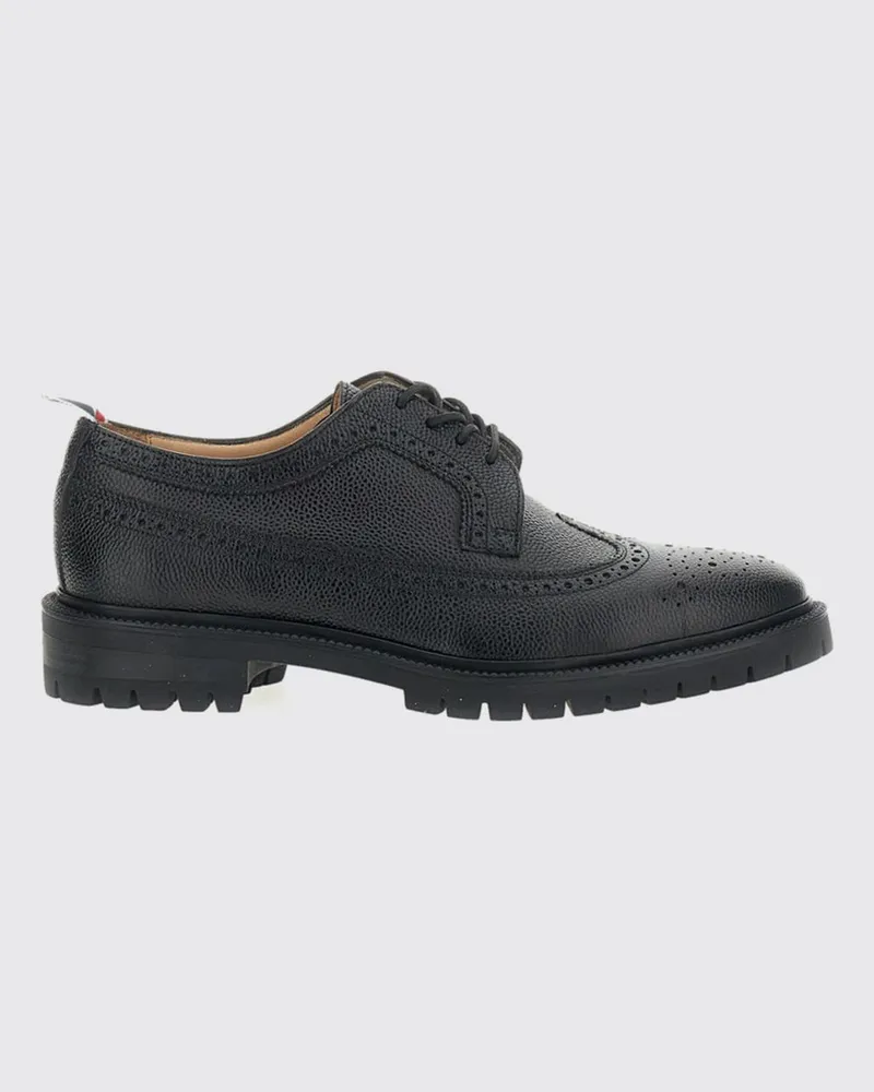 Thom Browne Derby-Schuhe aus genarbtem Kalbsleder mit Brogue-Muster und Profilsohle Schwarz