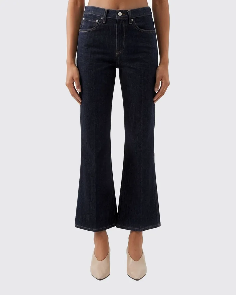 KHAITE Cropped-Flared-Jeans von mit mittlerer Leibhöhe aus Stretch-Denim Blau