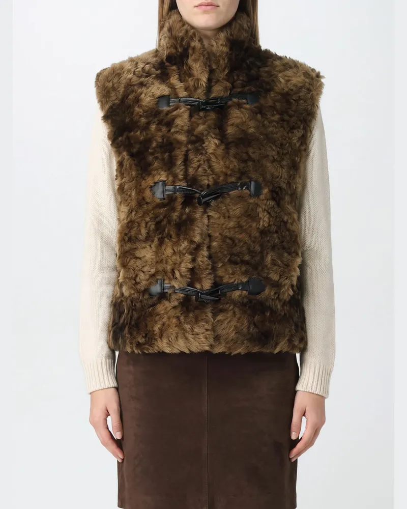 Étoile Isabel Marant Weste aus Kunstpelz von mit Trichterkragen und Knebelverschlüssen Braun