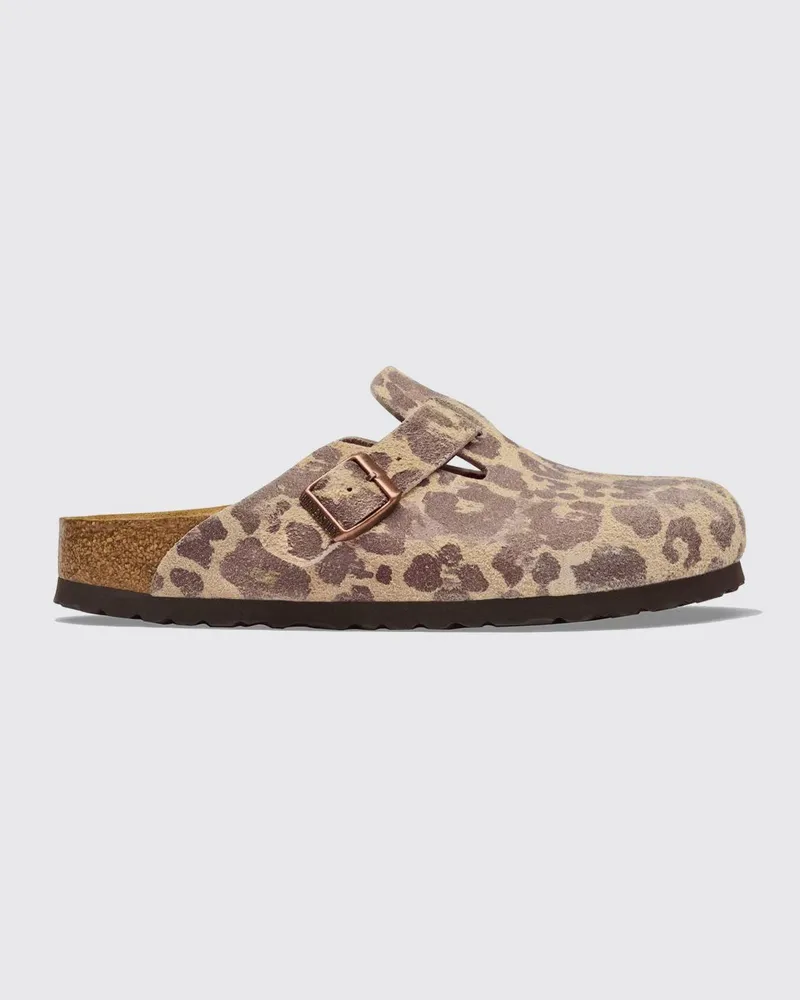 Birkenstock Boston Clogs aus Veloursleder mit Animal-Print mit Riemen Bunt