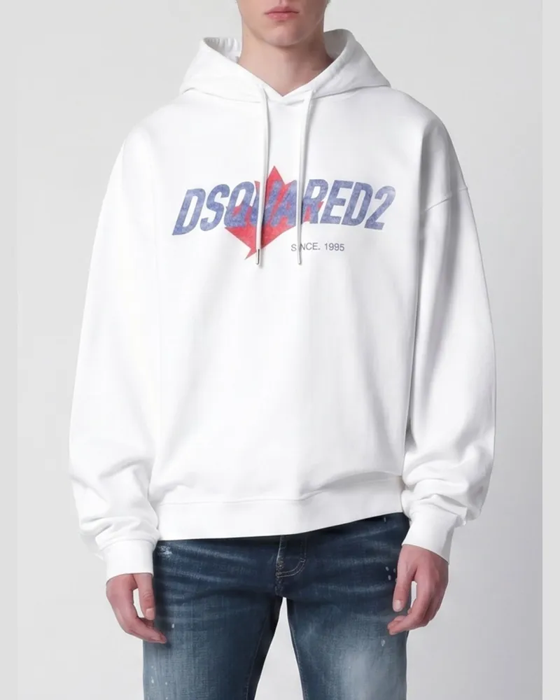 Dsquared2 Baumwoll-Kapuzenpullover mit Logo Weiß