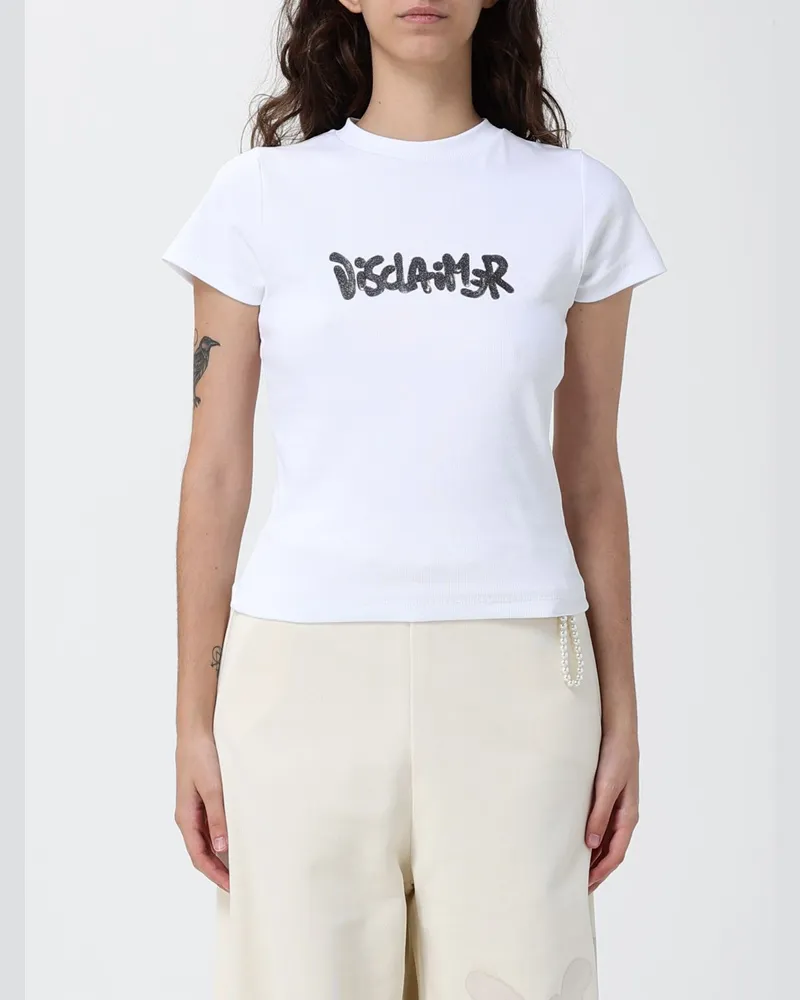 DISCLAIMER Kurz geschnittenes Slim-Fit-T-Shirt aus Baumwolljersey mit Logo-Print Weiß