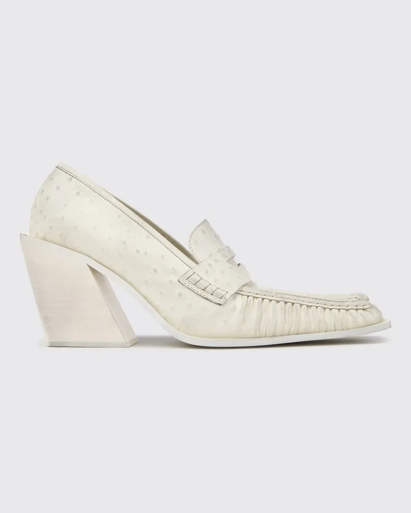 Camper Escandalo Loafer aus geprägtem Leder mit eckiger Kappe und Riemen Weiß