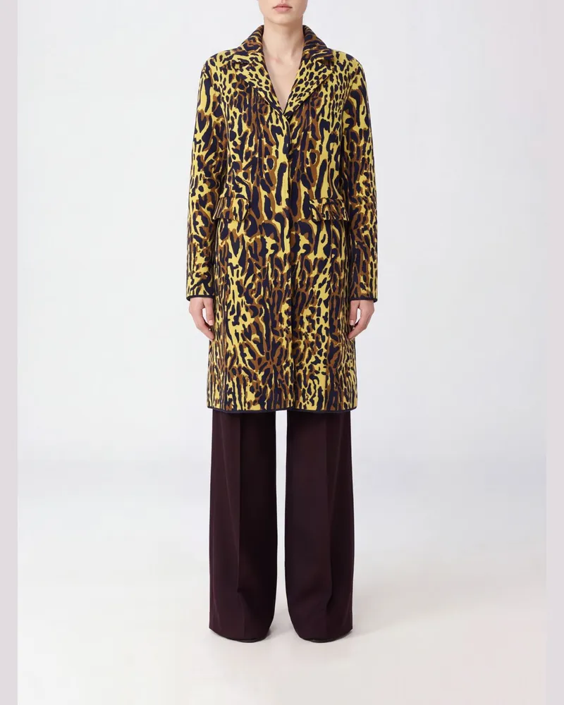 Marni Einreihiger Mantel aus Schurwolle von mit Animal-Print und fallendem Revers Bunt