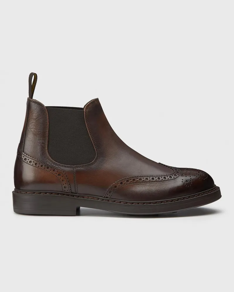 Doucal´s Stiefeletten aus Leder mit Brogue-Muster Braun