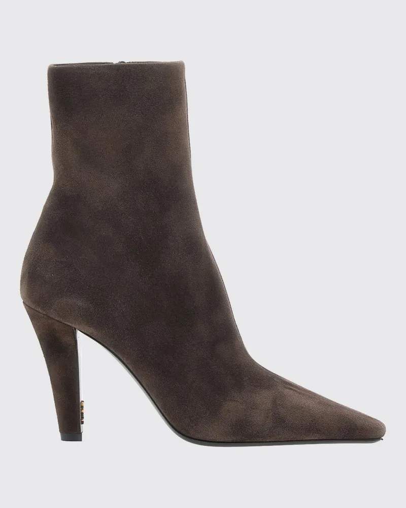 Saint Laurent Jill Wildleder-Stiefeletten mit Stiletto-Absatz Schwarz