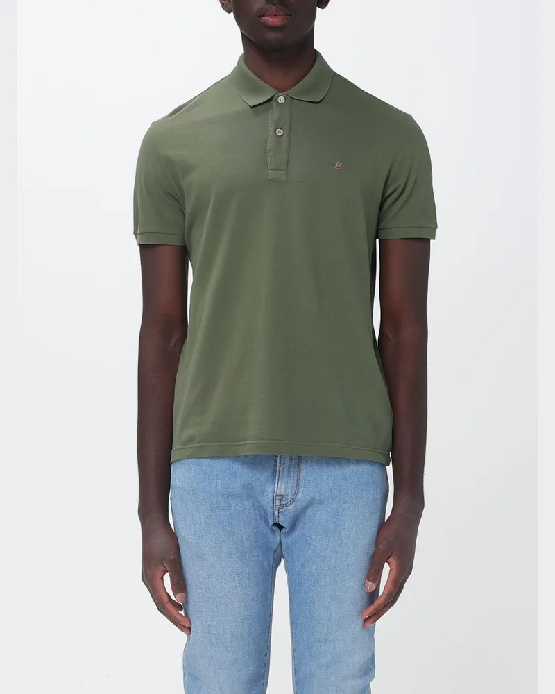 Brooksfield Basic Baumwoll-Polohemd mit Logo Military