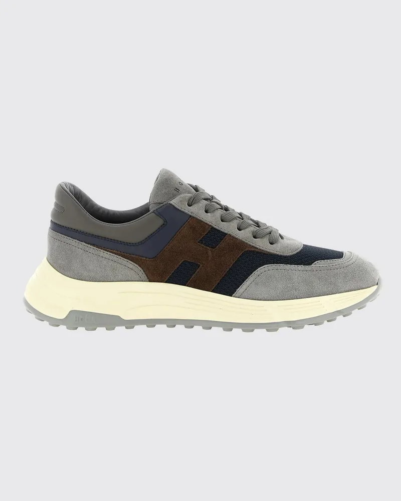 Hogan Zweifarbige Hyperlight Sneakers aus Leder, Wildleder und Mesh mit H-Logo Grau