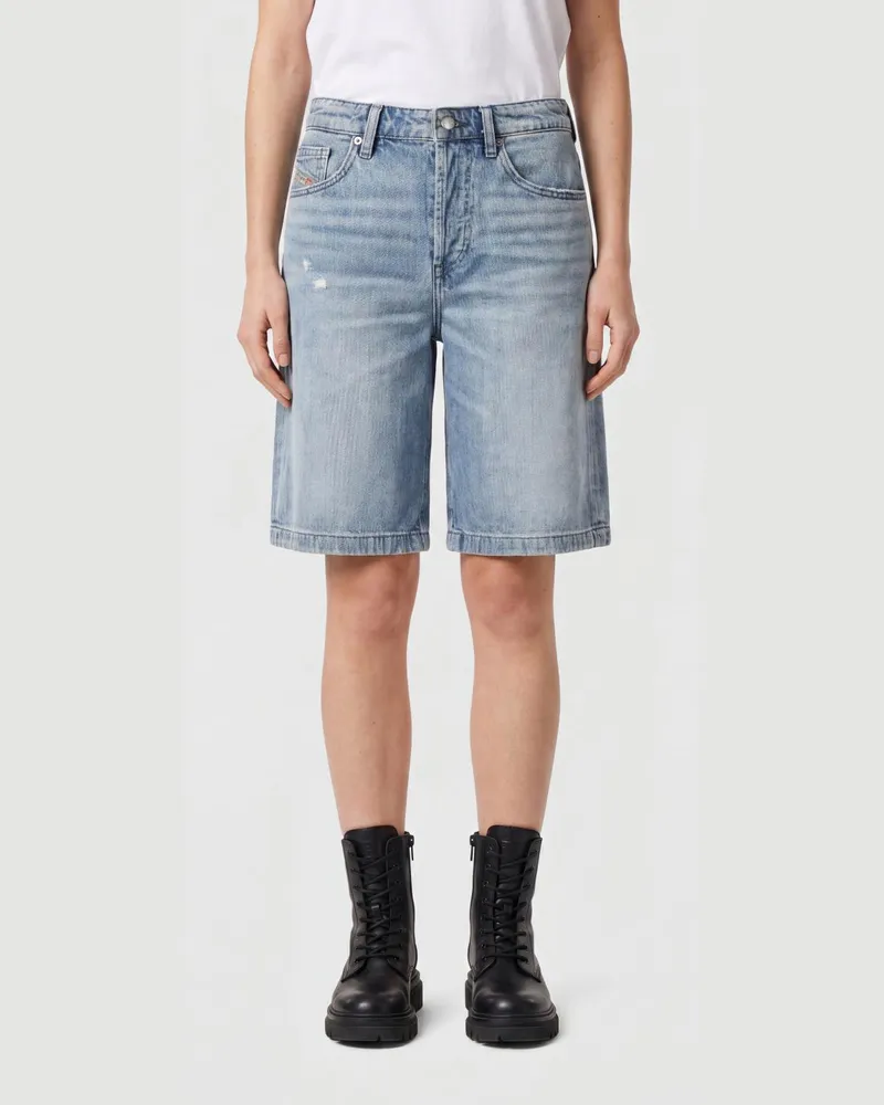 Diesel De-Sire 5-Pocket-Jeansshorts in Knielänge mit mittlerer Leibhöhe Blau