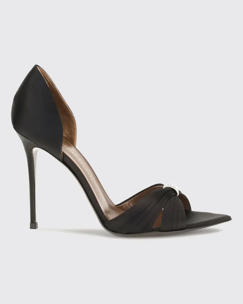 Giuseppe Zanotti Lumiere Mules aus Satin mit Strassbesatz und Stiletto-Absatz Schwarz
