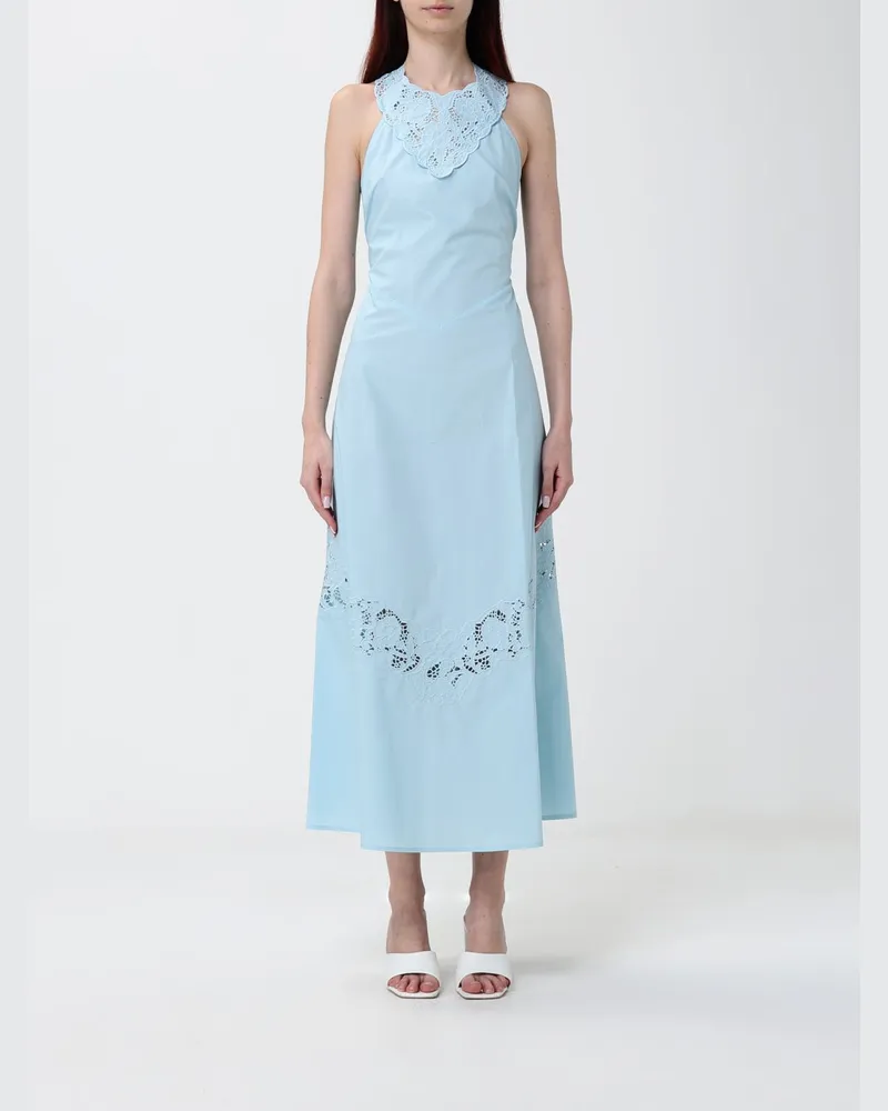 Twin-Set Midi-Kleid aus Baumwolle Himmelblau