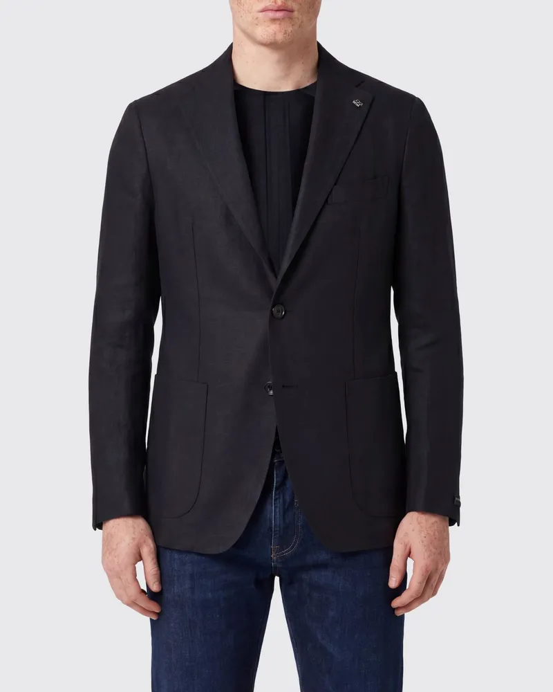 Tagliatore Einreihiger Blazer aus Schurwollmischung Blau