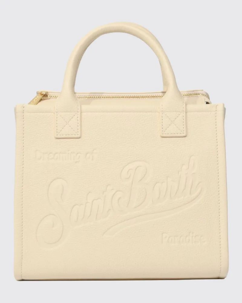 MC2 Saint Barth Vanity Handtasche aus Baumwolltwill mit gesticktem Logo Cream