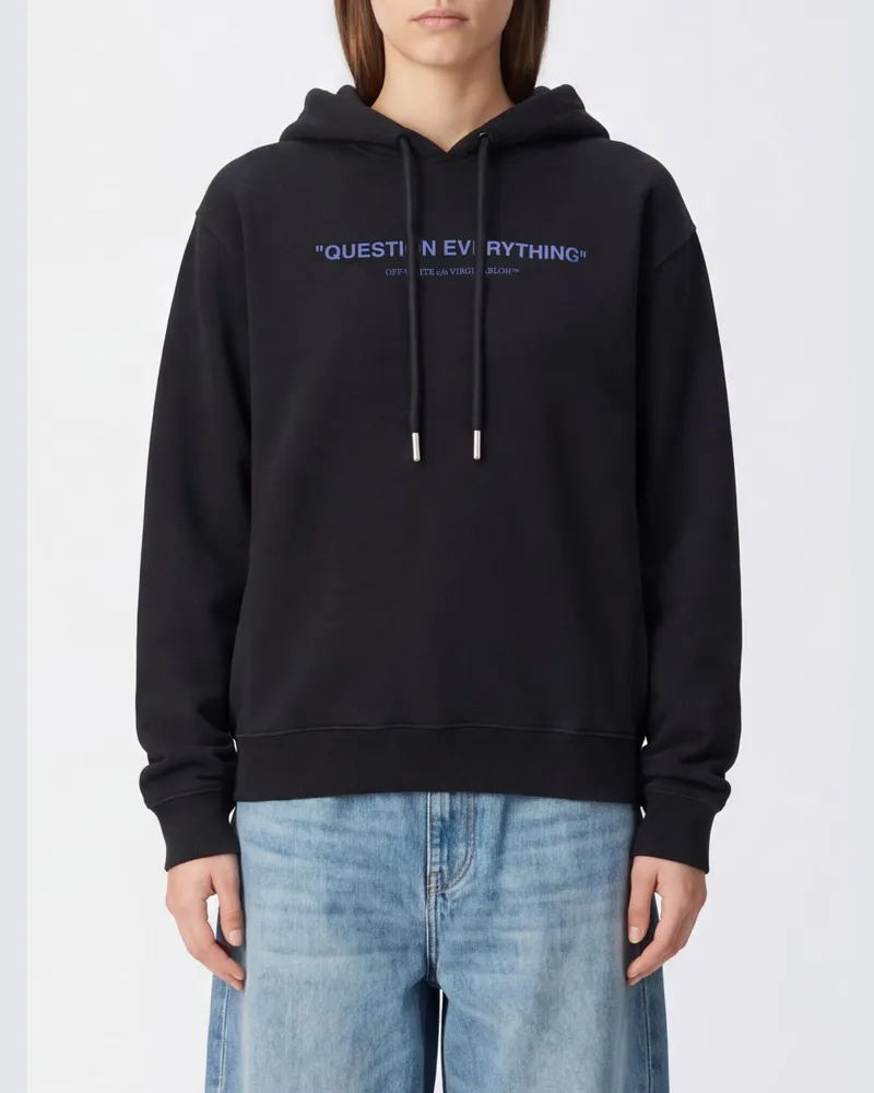 OFF-WHITE Relaxed-Fit Baumwoll-Hoodie mit Slogan-Print Blau