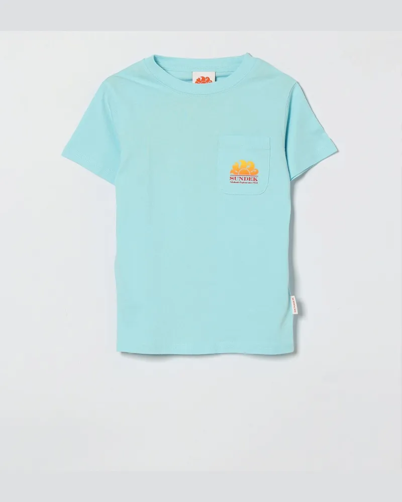 Sundek Kurzarm-T-Shirt für Jungen aus Baumwolle mit aufgedrucktem Logo Türkis