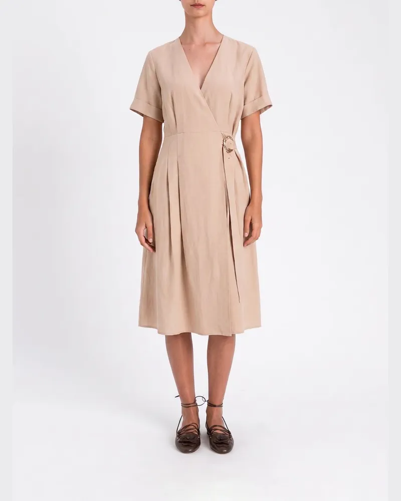 Twin-Set Wickelkleid aus Leinenmischung Rope