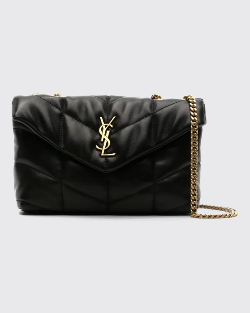 Saint Laurent Puffer Mini-Tasche aus Matelassé-Lammleder mit YSL-Monogramm Schwarz