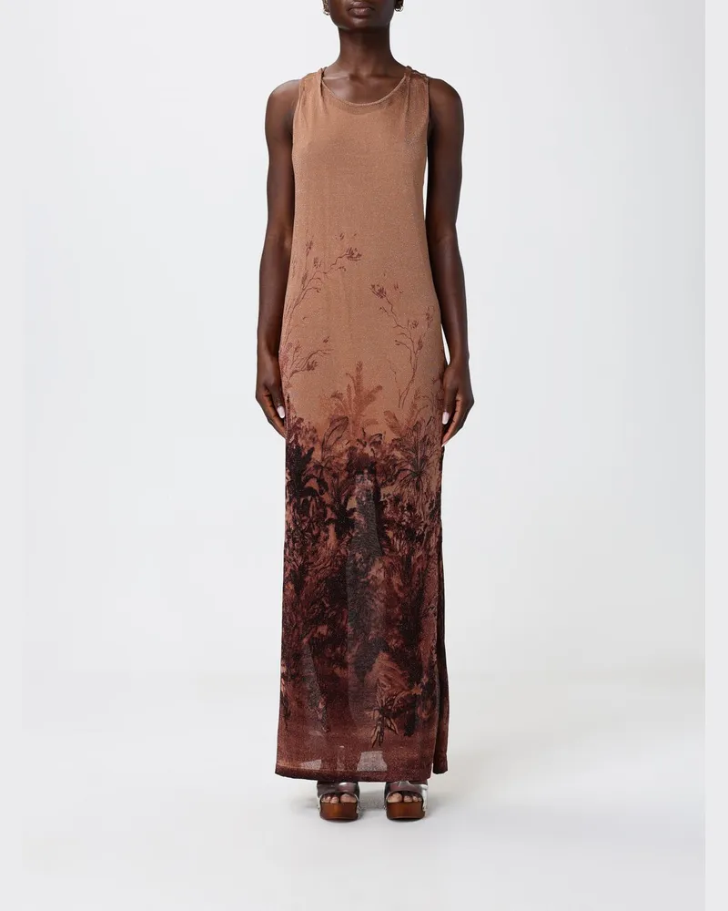 Liu Jo Langes Viskosekleid mit Blumenmuster Leder