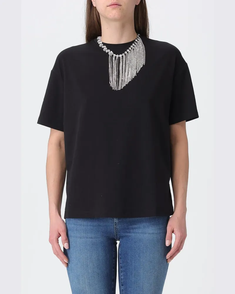 Liu Jo Baumwoll-T-Shirt mit Schmuckkette Schwarz