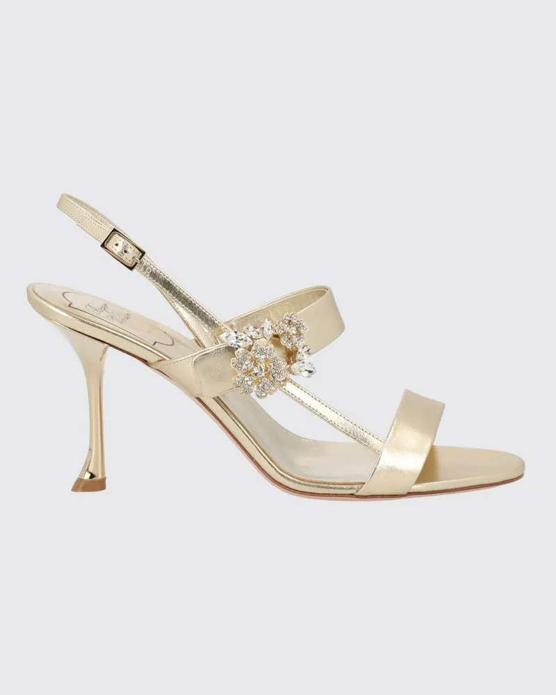 Roger Vivier Efflorescence Slingback-Sandalen aus laminiertem Nappaleder mit Schmuckschnalle Gold