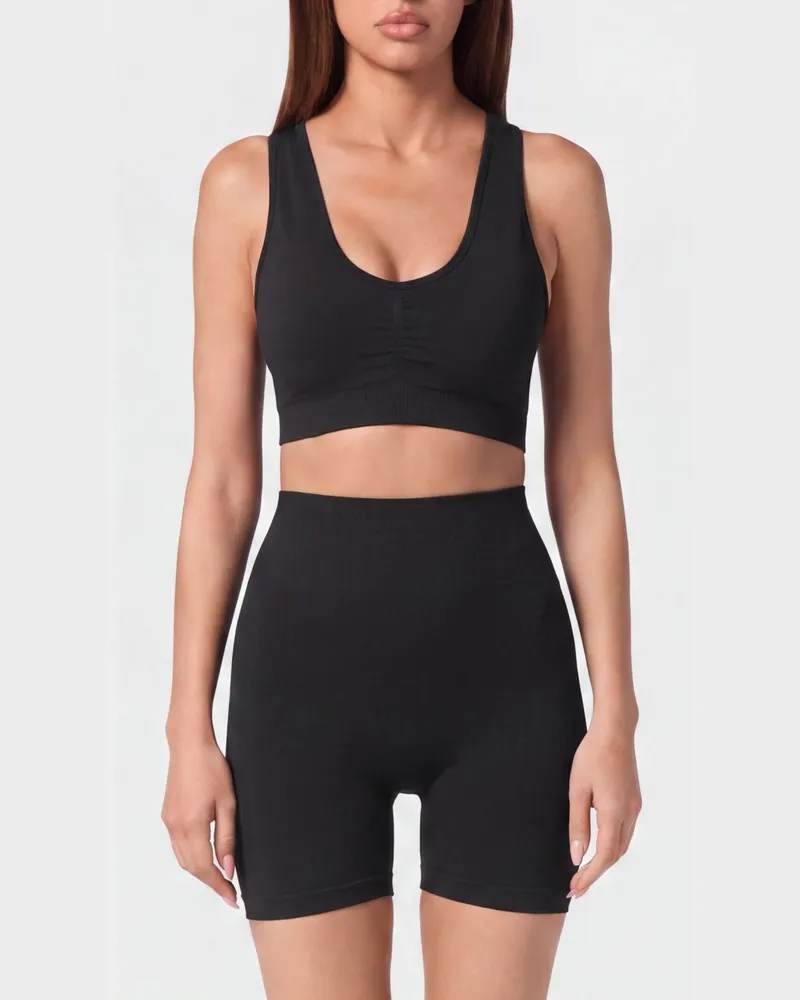 Philipp Plein Kurzes Top aus technischem Stretch-Gewebe Schwarz