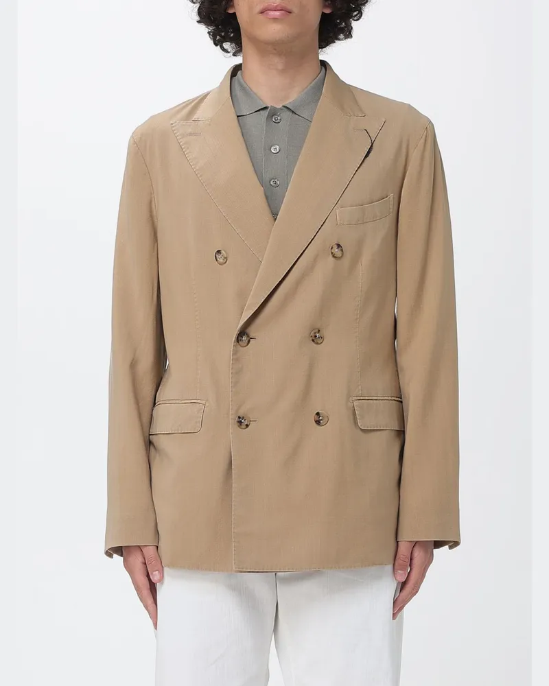 Boglioli Zweireihiger Blazer aus Schurwolle und Kaschmir Beige