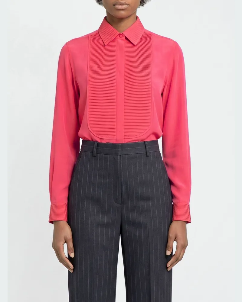 Tom Ford Elegantes Seidenhemd mit plissiertem Plastron Fuchsia