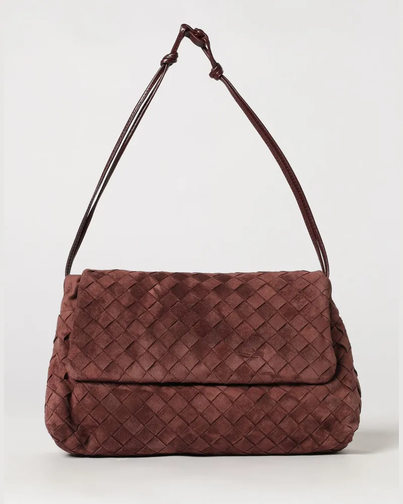 Bottega Veneta Giorno Tasche aus geflochtenem Wildleder Burgunderrot