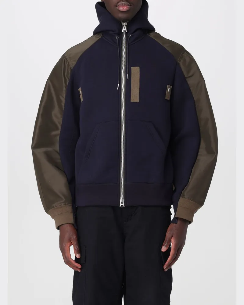 Sacai Kapuzenpullover aus Baumwollmischung Navy