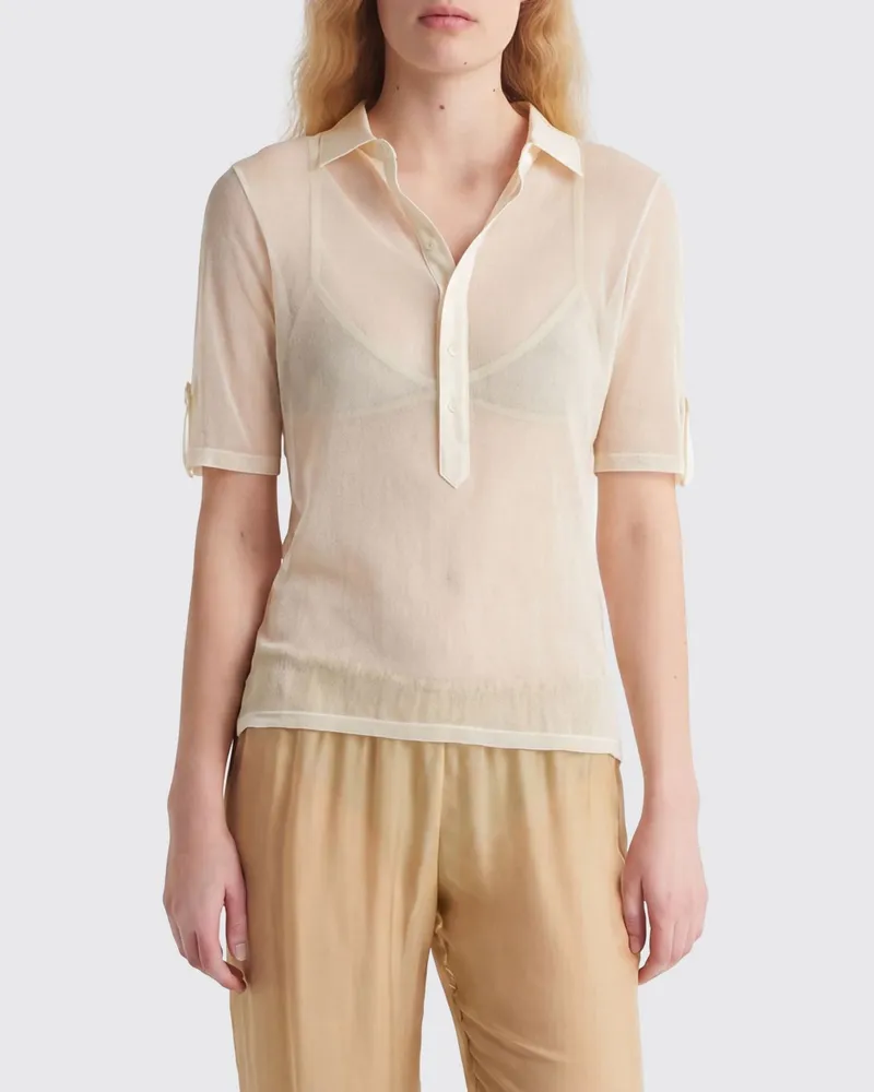 Paloma Wool Kurzärmeliges Poloshirt aus Baumwollmischung mit klassischem Kragen Weiß