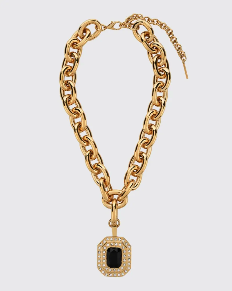 Alessandra Rich Choker-Halskette aus Messing mit Pavé aus schwarzen Kristallen Schwarz