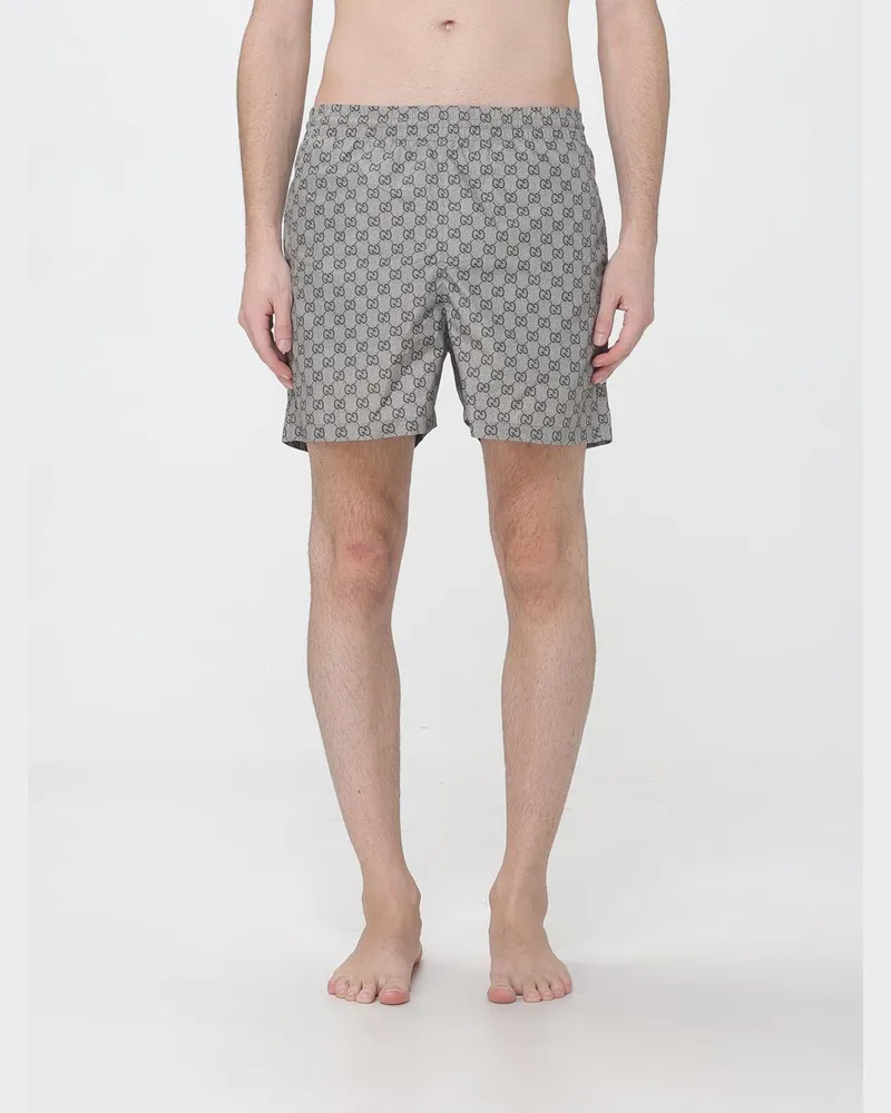 Gucci Kurze Badeshorts aus Polyester mit GG-Monogramm-Muster Beige