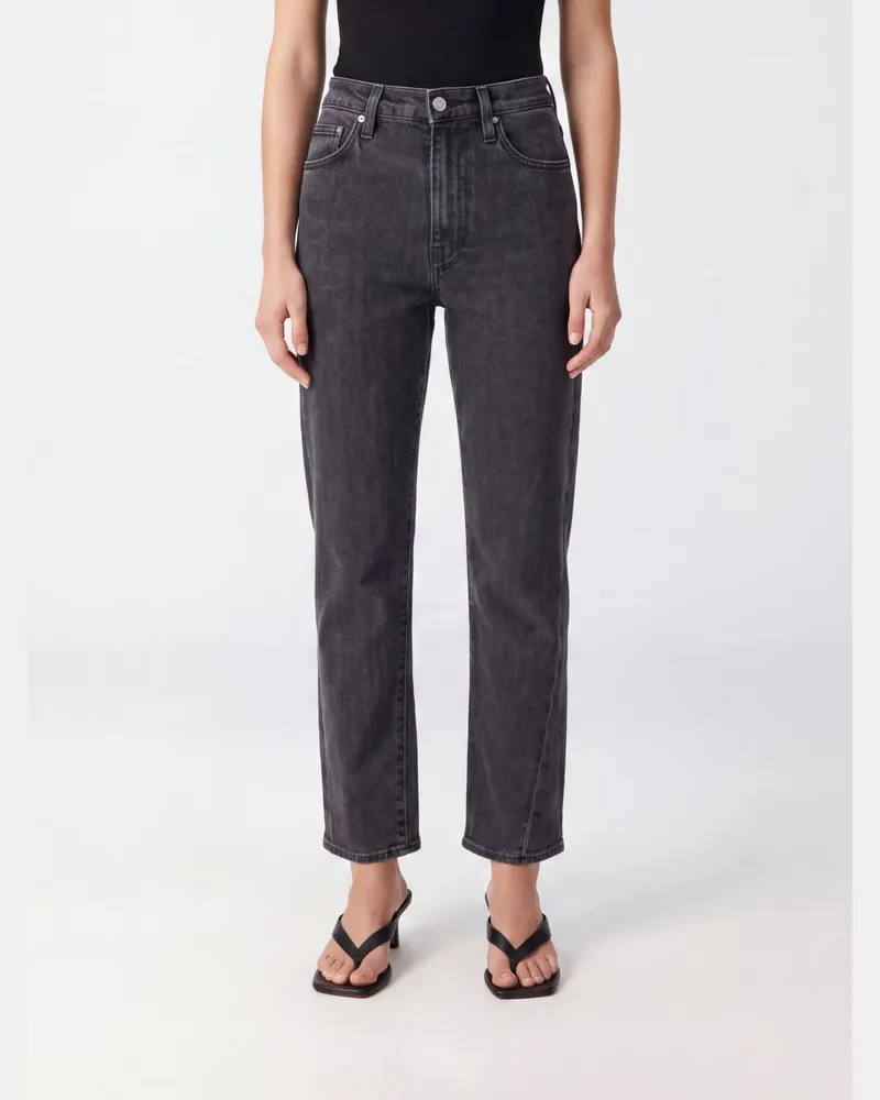 Totême Cropped High-Waist Skinny-Jeans aus Bio-Baumwolldenim Grau