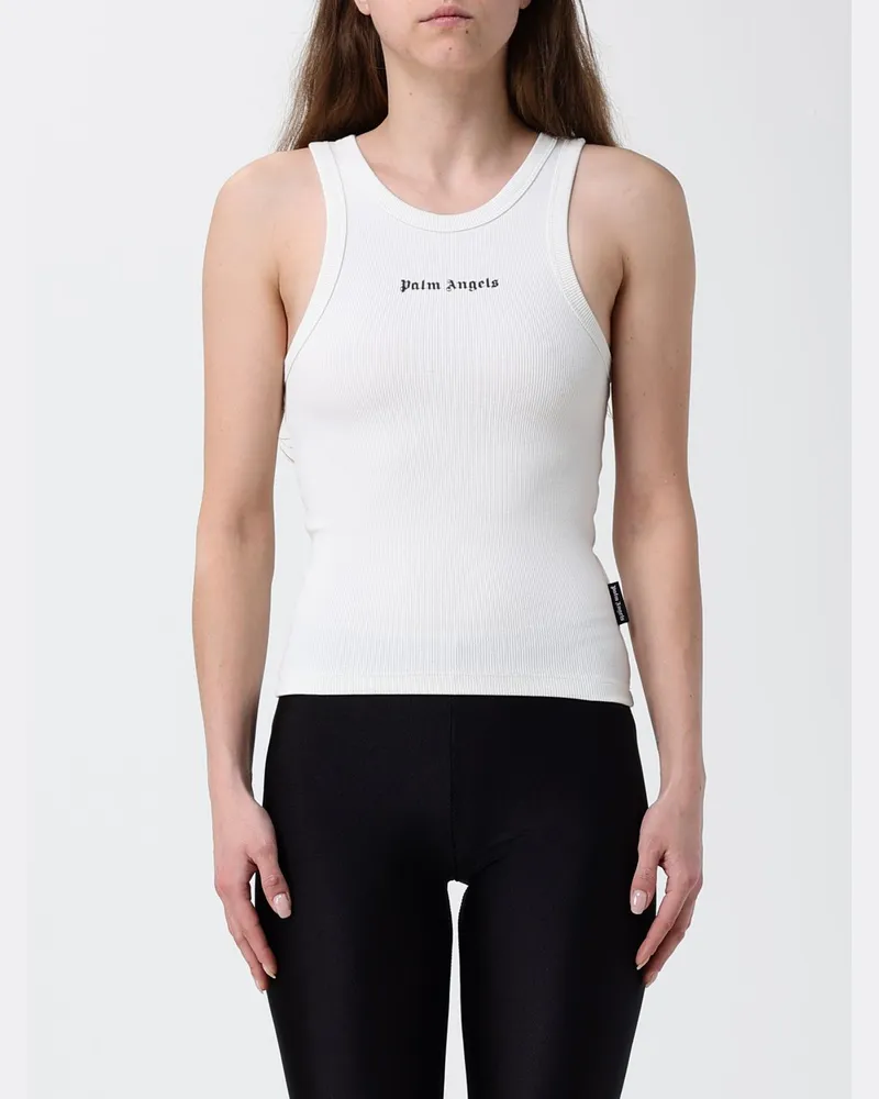 Palm Angels Top aus Baumwollmischung mit Logo Weiß