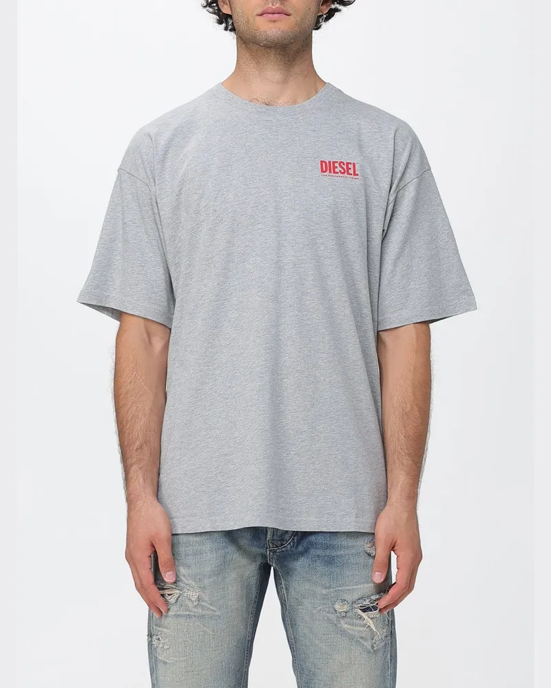 Diesel Baumwoll-T-Shirt mit überschnittenen Schultern und Kontrastlogo Weiß