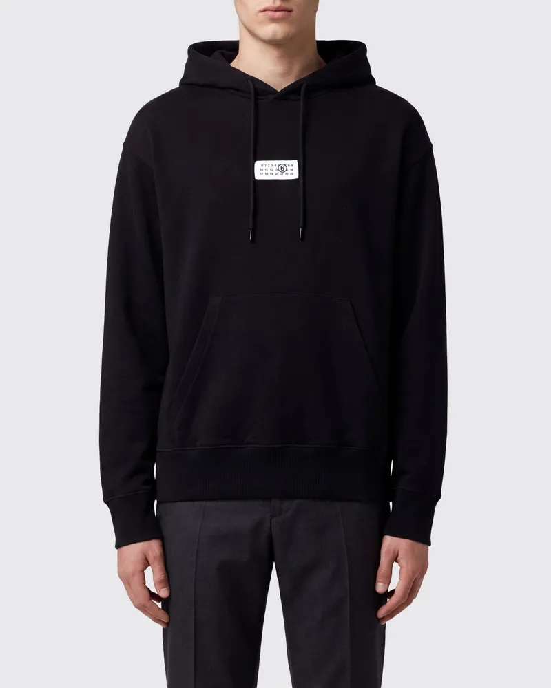Maison Margiela Kapuzenpullover aus Baumwolle mit numerischem Logo Schwarz
