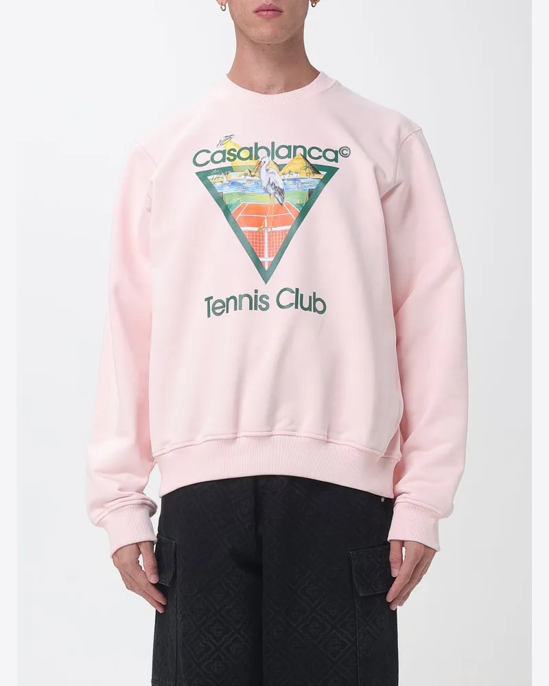 Casablanca Paris Rundhals-Sweatshirt aus Baumwolle mit Logo in Relaxed Fit Passform Puder