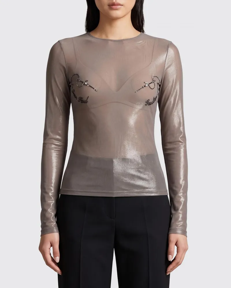 Jean Paul Gaultier Rundhals-Top aus Jersey Grau