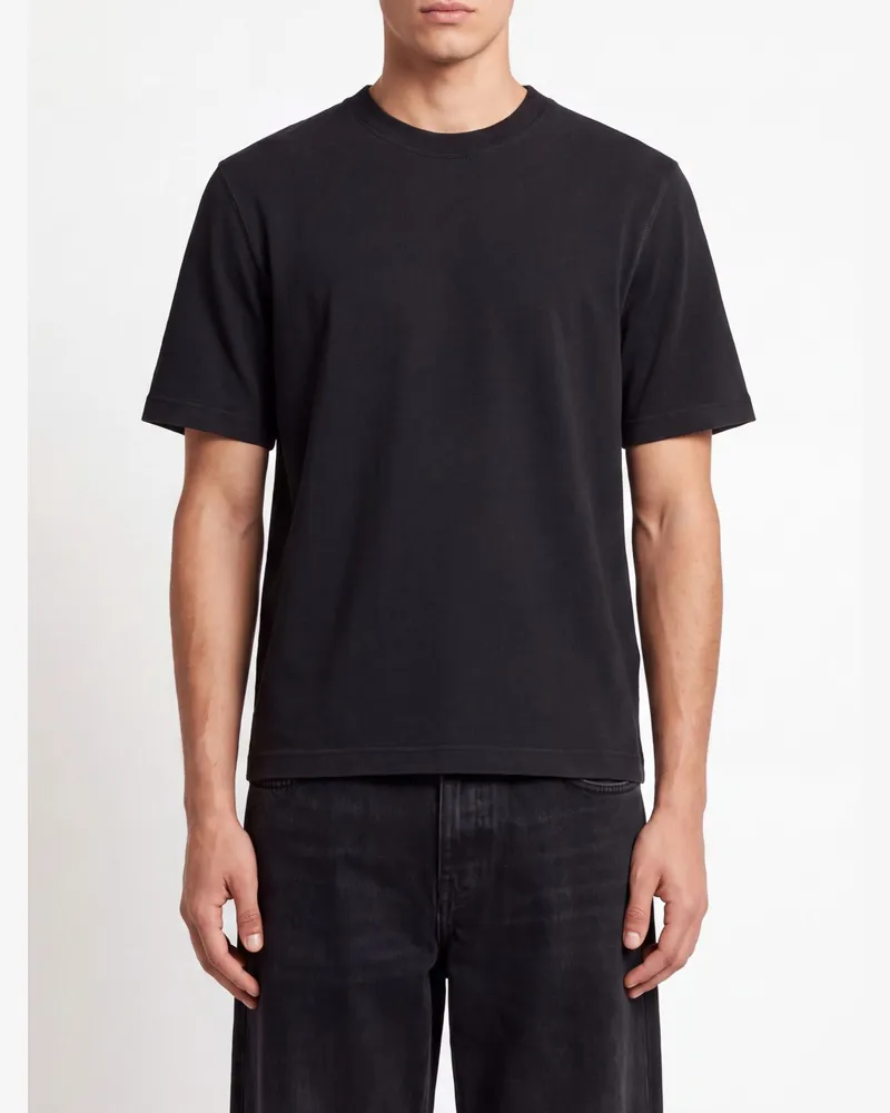 Golden Goose Baumwoll-T-Shirt mit Rundhalsausschnitt und Ton-in-Ton-Logo Schwarz