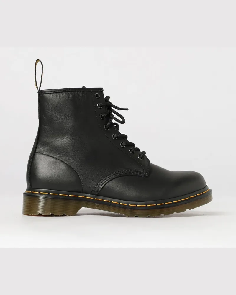 Dr.Martens Schnür-Combat-Boots aus Nappaleder mit Logo-Zuglasche Schwarz