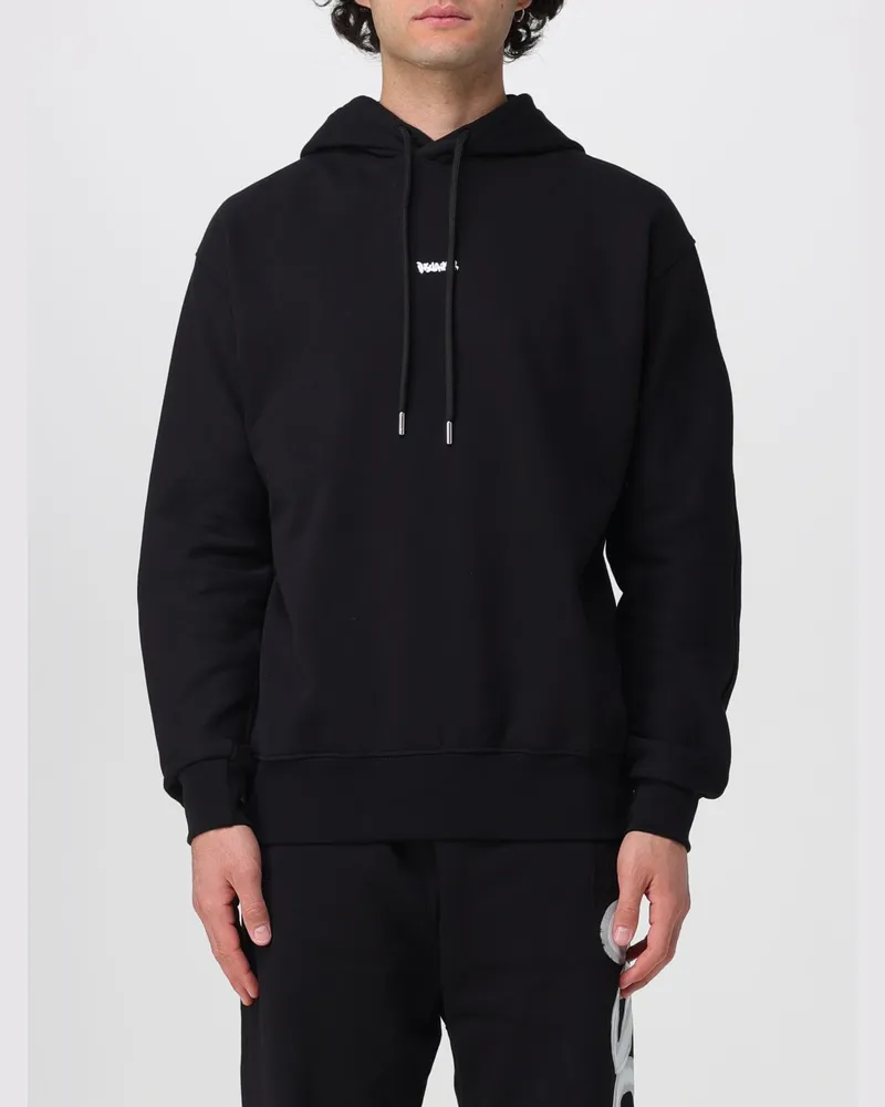 DISCLAIMER Baumwoll-Hoodie von mit Logo-Print und überschnittenen Schultern Schwarz