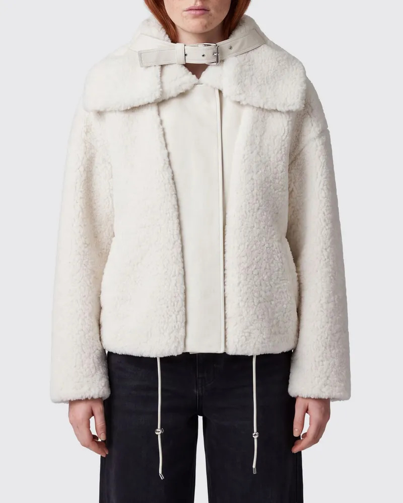 SPORTMAX Kurze Jacke aus Kunstpelz mit Kordelzug und Relaxed Fit Ecru