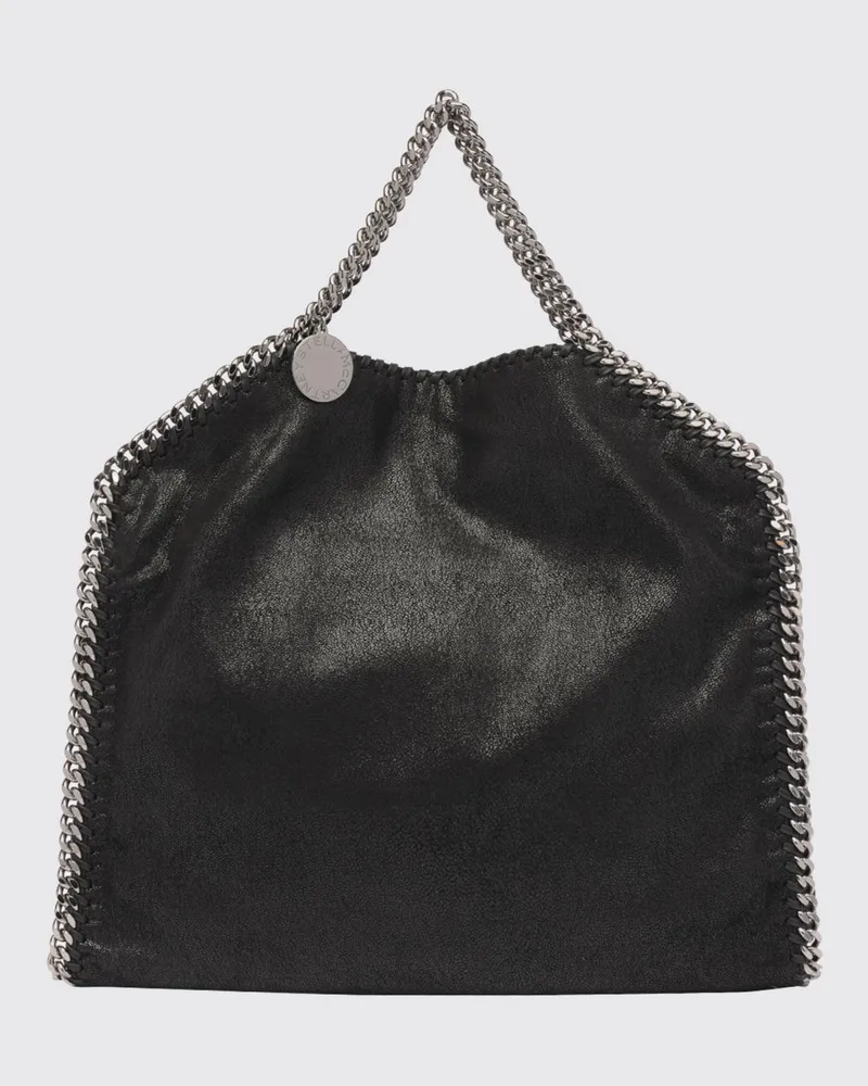 Stella McCartney Große Falabella Tote Bag aus Alter Mat mit Kettenverzierungen Schwarz