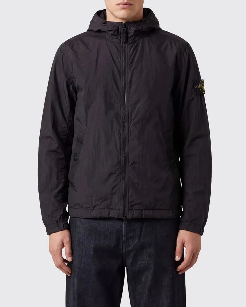 Stone Island Crinkle Reps NY Kapuzenjacke aus recyceltem Nylon Schwarz