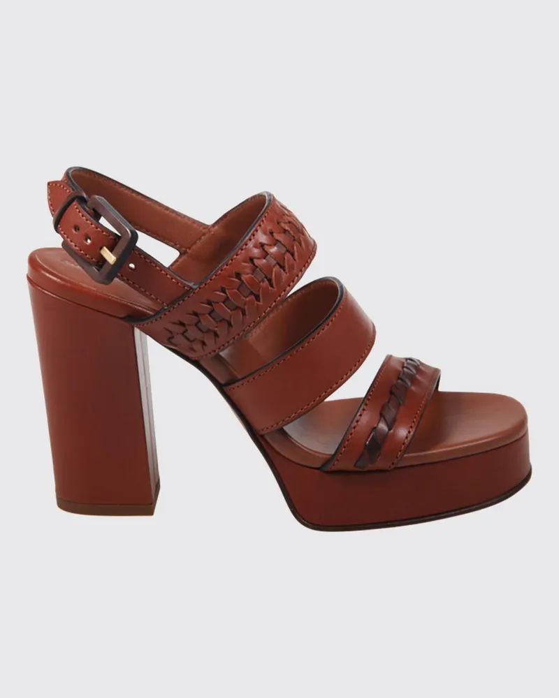 Zimmermann Alchemy Plateau-Sandalen aus Leder mit geflochtenen Details Burgunderrot