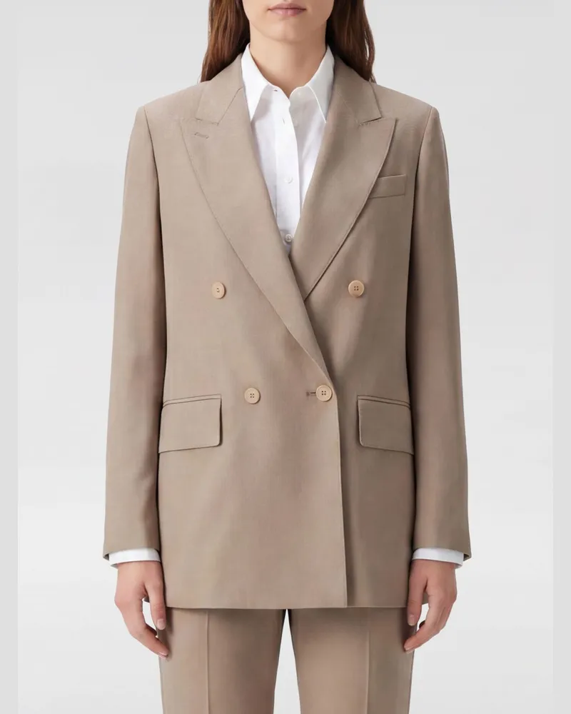 Max Mara Zweireihiger Blazer aus Schurwolle und Seide Braun