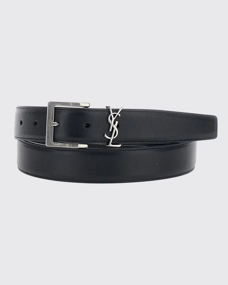 Saint Laurent Cassandre Gürtel aus Kalbsleder mit YSL-Monogramm Schwarz
