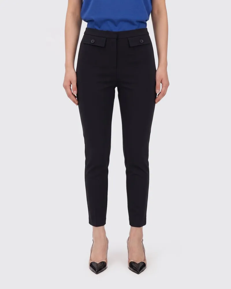 Elisabetta Franchi Slim-Fit-Hose aus Stretch-Crêpe Schwarz